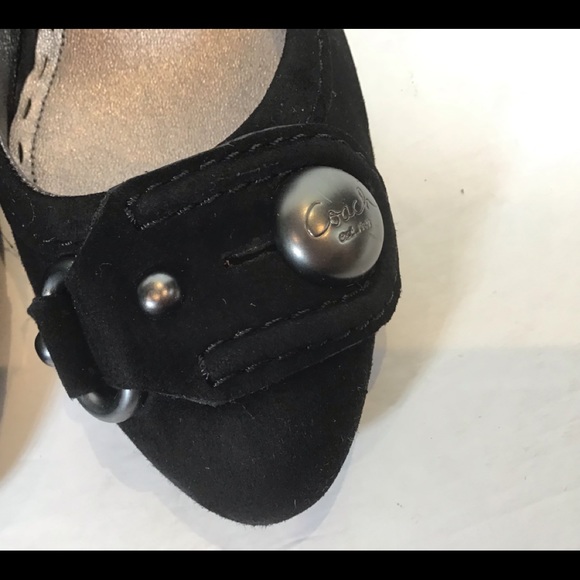 COACH BLACK SUEDE LEATHER SLIP ON WEDGES SZ 9.5 - Picture 7 of 8